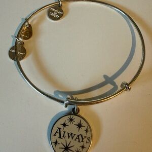 Alex & Ani Harry Potter Silver Charm Bangle Bracelet with "Always" Star Pendant